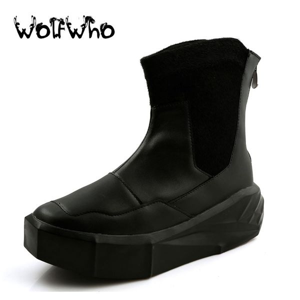 

new owen men 6cm height increasing platform boots back zip leather thick shoes male mixed colors y3 high black men's boots