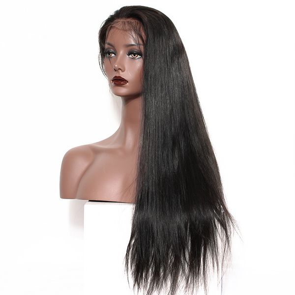 

black white woman 180% density straight wig remy vrigin wigs natural color brazilian human hair front lace cap swiss lace, Black;brown