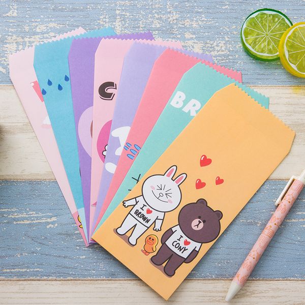 

chinese style paper envelope short-side opening holiday greetings letter envelope gift attached cartoon bear style