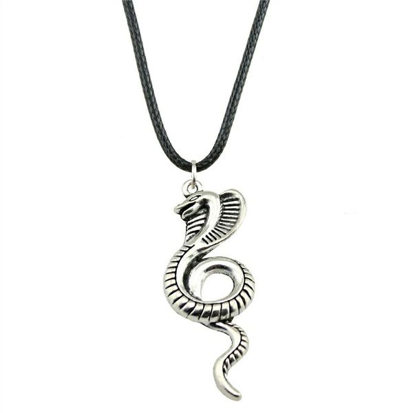 

wysiwyg 5 pieces leather chain necklaces pendants choker collar vintage necklace handmade cobra 49x19mm n6-b11690, Golden;silver