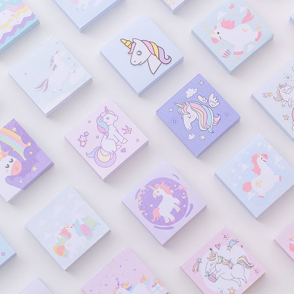 

40 pcs/lot cartoon colorful unicorn memo pad sticky notes bookmark school office supply escolar papelaria