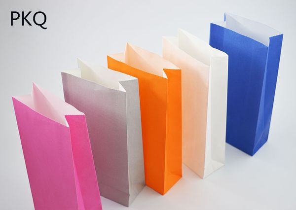 

50pcs 80x40x180mm 5 colors mini kraft paper packing bag without handle take-away packaging bags color machine-made bags