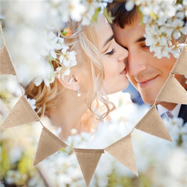 

dhl country wedding jute banner camping theme party triangle flag burlap banner decoration for booth birthday graduation decoration banner