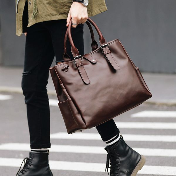 

2017 design vintage big mens leather briefcase messenger bag business shoulder bag brand leather office bags