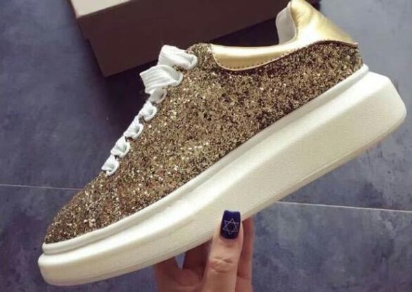 

new product brand casual flat shoes stick drill lady color shoes 35-46size casual 4 eu couple lace shipping oawwh, Black