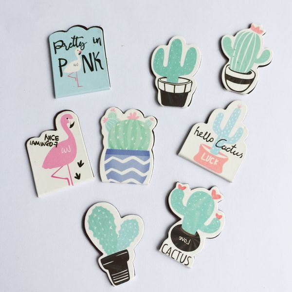 

4pcs/set fresh cactus flamingo magnetic bookmarks books marker of page stationery school office supply student prize