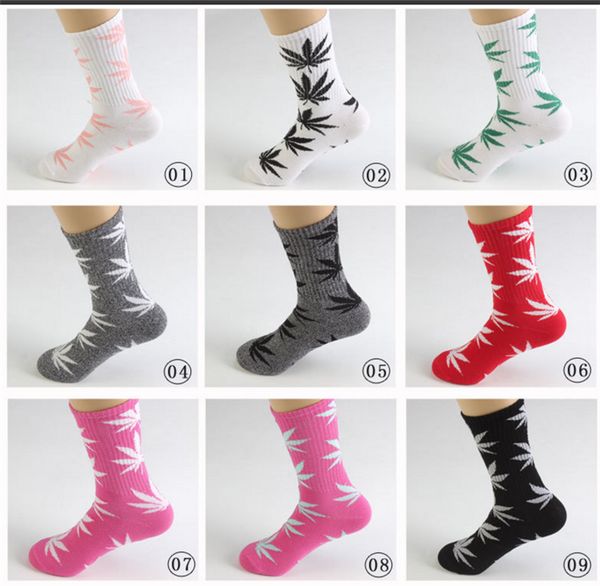 

plantlife maple socks for men women 33 colors knee-high cotton socks skateboard hiphop middle tube sports maple leaf socks, Black