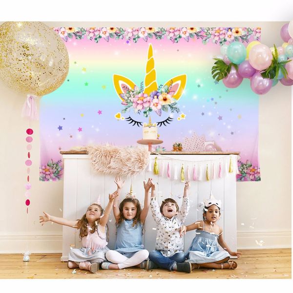 

new design unicorn party backdrop unicorn p backdrop baby shower rainbow birthday themed party diy decorations 210 *150cm