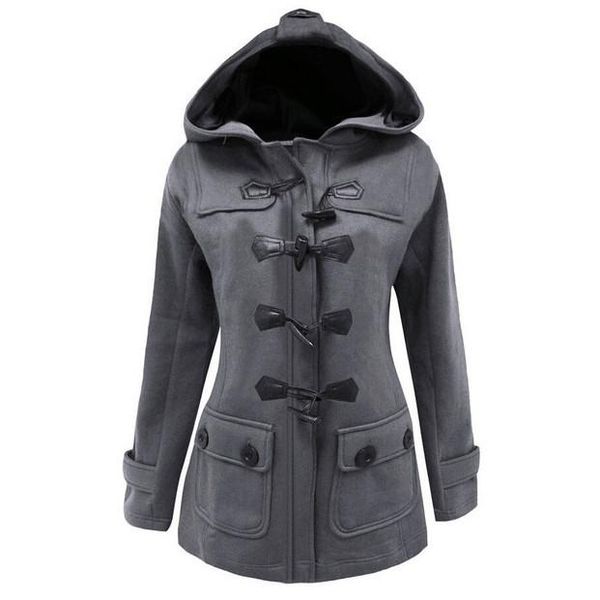 

button pocket long warm hooded trench coat, Tan;black
