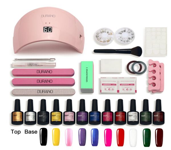 Heißer Verkauf maniküre-set nagel kit set 10 farben gelpoliermittel 36 watt 24 watt uv-led-lampe nagelkunstwerkzeuge nagelgel kit