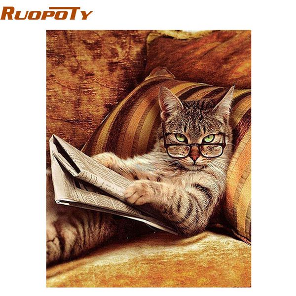 

ruopoty cat animals diy painting by numbers modern handpainted oil painting wall art picture drop shipping paint by numbers gift