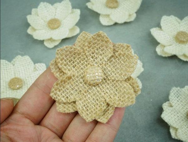 

diy craft handmade jute hessian burlap flowers shabby chic vintage rustic wedding centerpieces party favor supplies