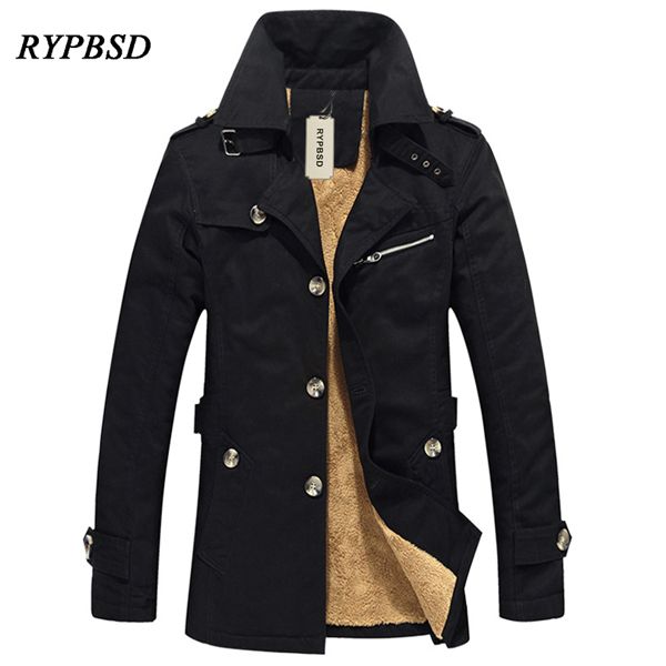 

british style 2019 new autumn men's windbreaker coat korean fashion casual trench coat men plus velvet zipper outwear trench coat, Tan;black