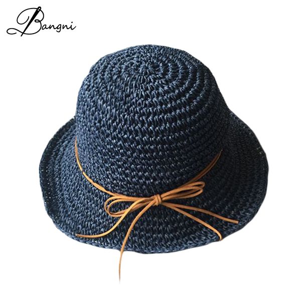 

2017 summer cap girls wide brim sun hat for women panama straw hats folded floppy beach ladies caps chapeu feminino, Blue;gray