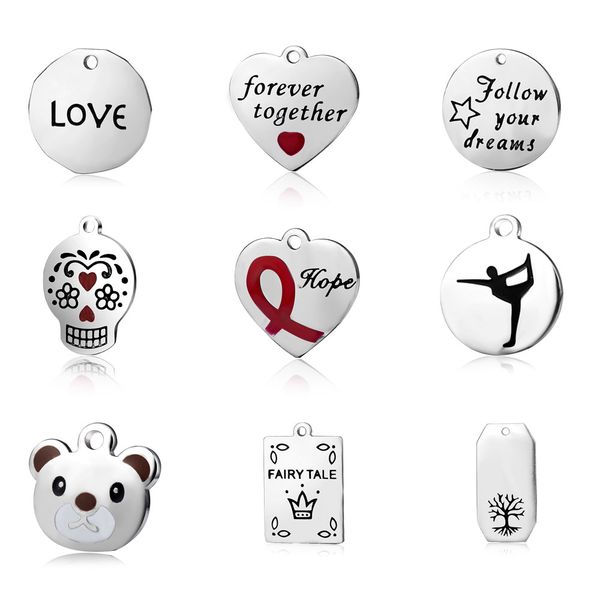 

100pcs/lot 200+ mix designs stainless steel charms super low prices diy bangle charms jewelry making pendant wholesale, Bronze;silver