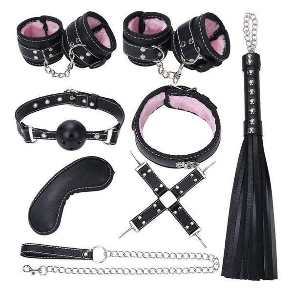 

toys and set binding flirting leather sm erotic neck 8-piece hands handcuffs goods tools bgfvb