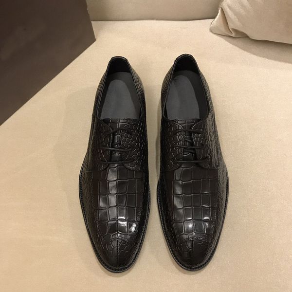 

orignal box] luxury louise mens oxfords business waxing kraft knurling leather dress business party wedding shoes size 38-45, Black