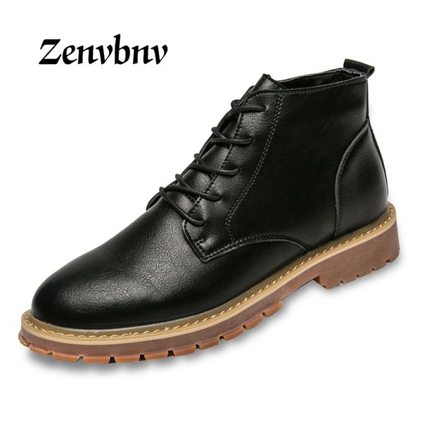 

zenvbnv 2017 autumn men boots cow suede retro motorcycle boots men comfort men work boots male casual botas 44 size, Black