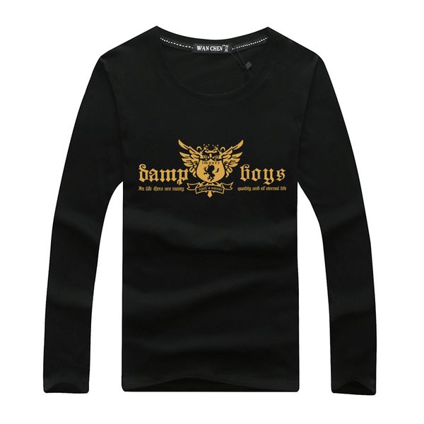 

french hawk spring and summer men's long sleeved t-shirt, youth round neck jersey, fashionable men's coat, pure coat, White;black