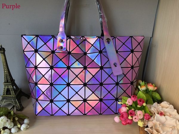 

kisumater hologram bag wome diamond geometry lattice bag tote women's handbags folding laser silver super quality d18102303