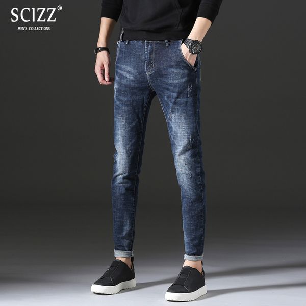 

men slim fit jeans blue strech skinny denim pants men casual pencil pants jeans designer brand 2018