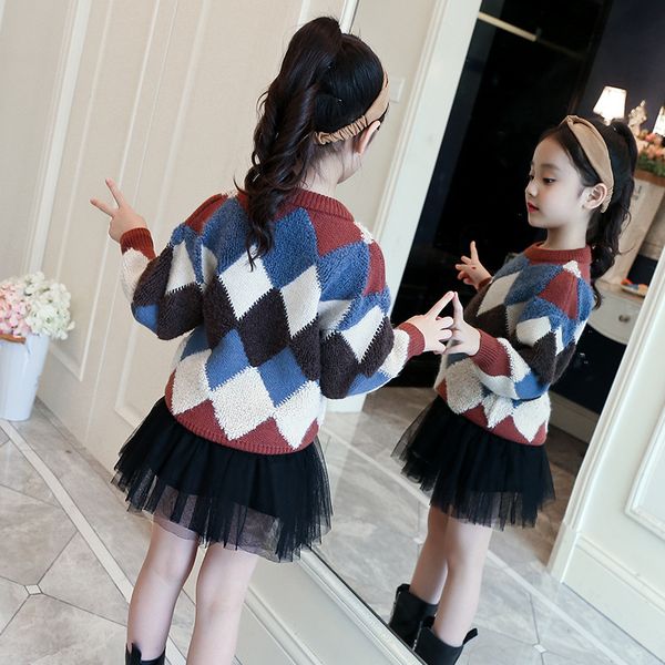 

2018 kids sweaters winter warm christmas sweater geometric knit thick open stitch outwear baby girl winter clothes 8 kerst trui, Blue