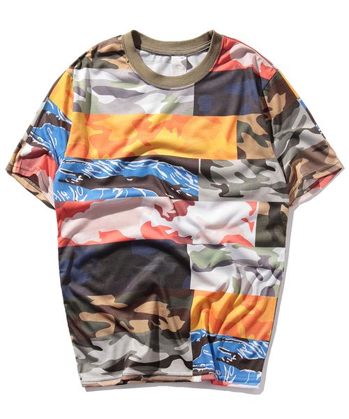 

new style hundred half hip brand hop tee camouflage t-shirt cotton t-shirt street cloth sleeve and juohm