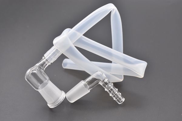 L sharp 14mm 18mm Vaporizzatore per bruciatore a olio di vetro Adattatore per frusta Tubo flessibile in silicone da 90 gradi femmina o maschio disponibile