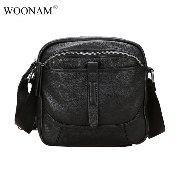 

woonam men classic vintage grained calf leather small casual satchel shoulder bag cross-body handbag mb323