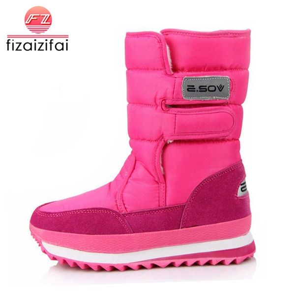 

fizaizifai 10 colors women snow boots plush fur warm winter shoes women platform fashion round toe mid calf boots size 35-39, Black