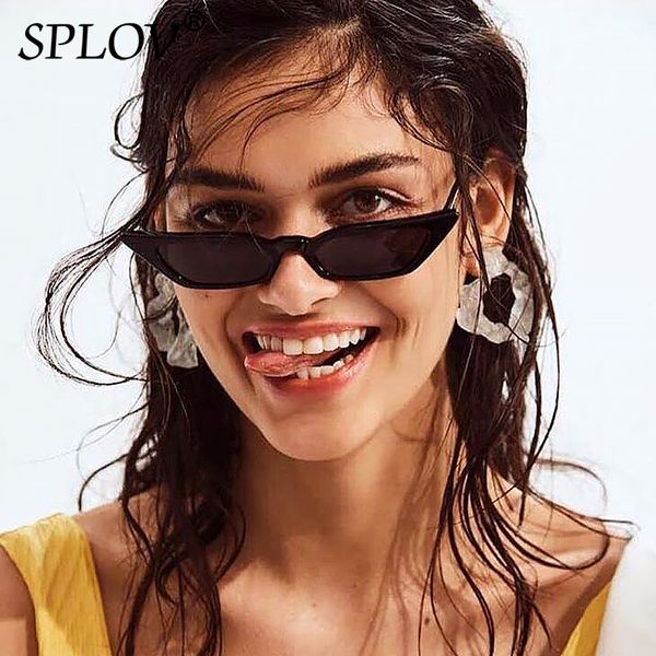 

splov 2018 new arrival cat eye sunglasses women fashion small red mirrored sun glasses vintage brand designer ladies eyewear, White;black