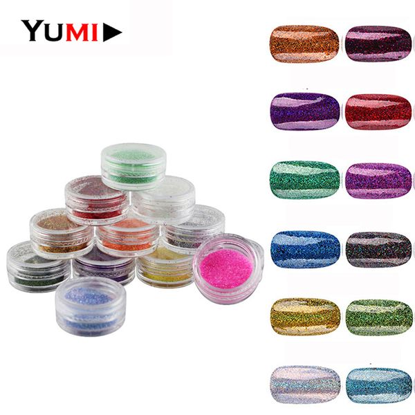 

12 colors fashion 3d nail design glitter decoration sequins powder gel colorful sugar pigment mix dust polish kit set tools, Silver;gold