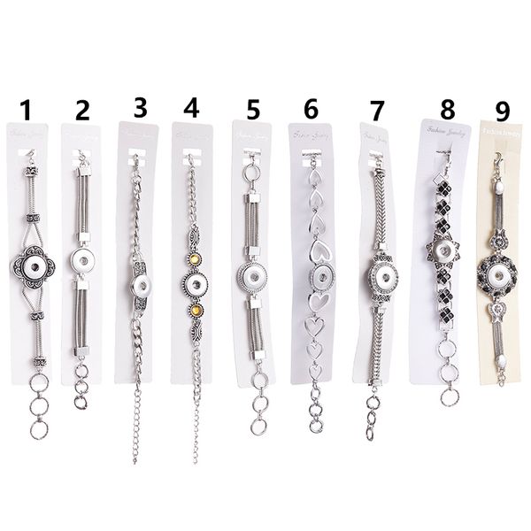 

18mm metal snap bangle silver button bracelets retro ginger cuff chain for women men diy jewelry watches gift, Black