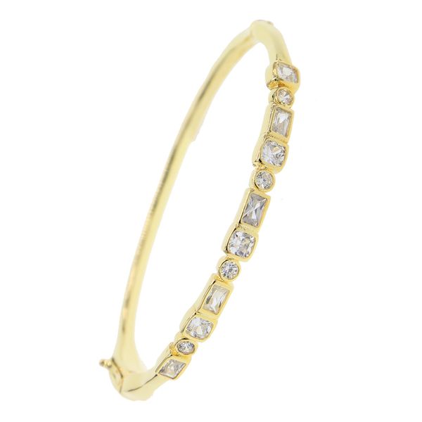 

cubic zircon cuff bangles copper love bracelet for women silver fashion jewelry dainty screw bangle pulseiras femininas 2018, Black