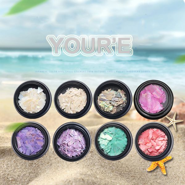 

diy natural pearl nail seashell slices particle crushed shell 3d charm manicure nail art glitter decoration, Silver;gold