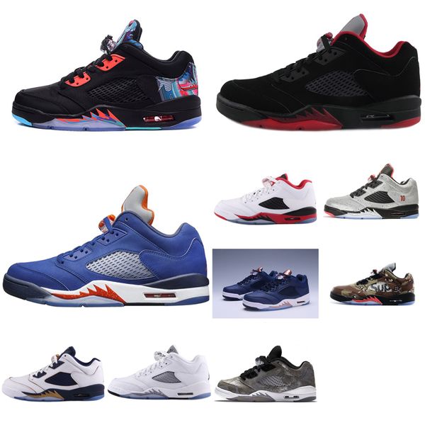 

Womens 5s low basketball shoes Floral Black Red White USA Gold Navy Olympic Boys Girls Youth Kids aj5 retro sneakers tennis J5 with box