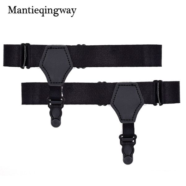 

mantieqingway mens adjustable sock stay holder suspender for mens/women leg shirt crease-resistance socks garters belts, Black;white