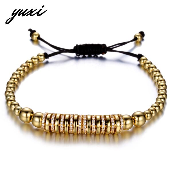 

вся продажаYUXI Роскошный геометрический Rhinestone Screw Beaded Bracelet Полый цилиндр для бара
