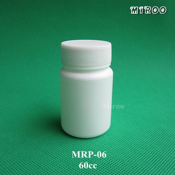 50 set/lotto 60cc forma rotonda design capsule di plastica bottiglia, HDPE piccola pillola di plastica medicina bianca bottiglia Riutilizzabile