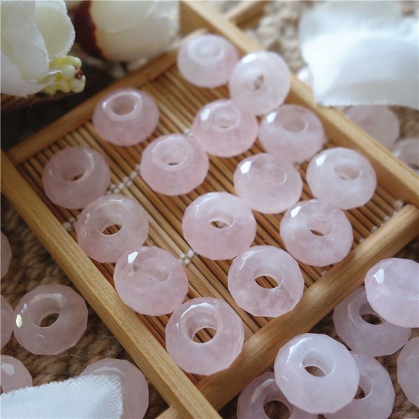 

loose gemstone brazilian rose quartz crystal 5mm big hole for diy making jewelry bracelet 30pcs/lot, Black