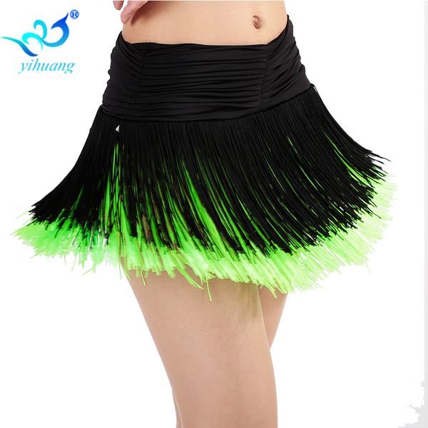 

ladies latin dance costume skirt girls salsa / rumba / samba belly dancing dress fringe performance outfits with shorts inside, Black;red