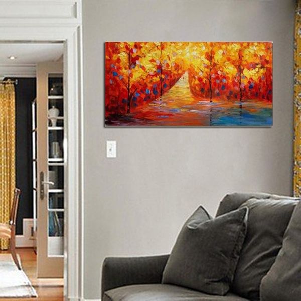 

100% ручной работы мастихин лес пейзаж холст картина маслом абстрактный пейзаж искусство стены картина гостиная главная декор стены