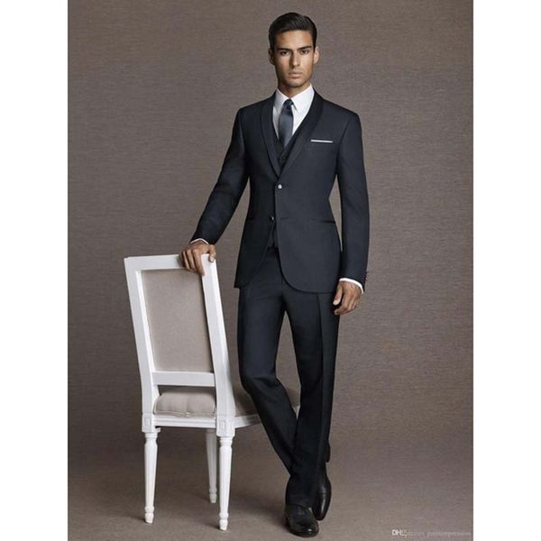 

2017 new classic black men suit tuxedo 3 pieces wedding suits for men peaked lapel terno masculino slim fit mens suits, White;black