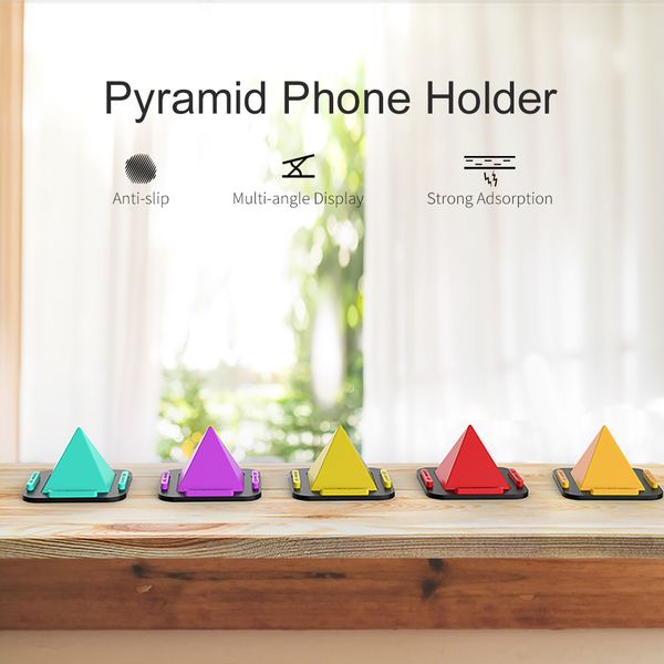 

5 colors universal mobile phone holder stand desk mount holder stand for smartphone tablet soft silicone non-slip pyramid phone support