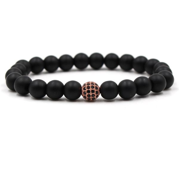 

natural stone bracelet men micro pave bracelet for women men jewelry black stone bead bracelet, Golden;silver