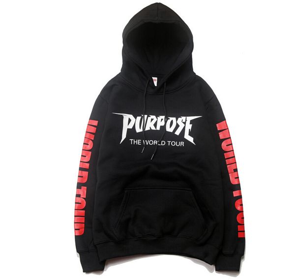 

Hip Hop Justin Biber Hoodies Men Hi-Street KANYE PURPOSE Pullovers Hooded Casual World Tour Sweatshirts Clothing With Fleece