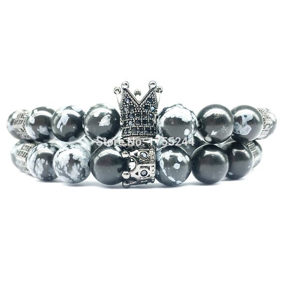 

cz0026 2018 crown charm bracelet natural snowflake stone bracelet energy zircon bead wholesale, Black
