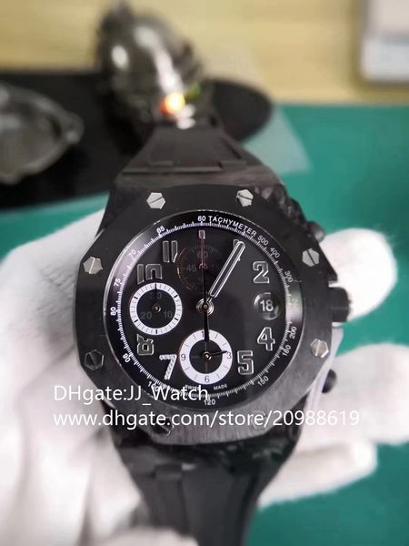 

men's watch cal.31126 automatic carbon fiber case v2 chronograp diameter 42mm rubber strap sprot style wrist watch with ems express, Slivery;brown