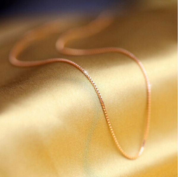 

18K rose gold plated silver jewelry fashion wild tide 18inch 1.2mm rose gold box chain pendant retro minimalist accessories MOQ 10 pcs