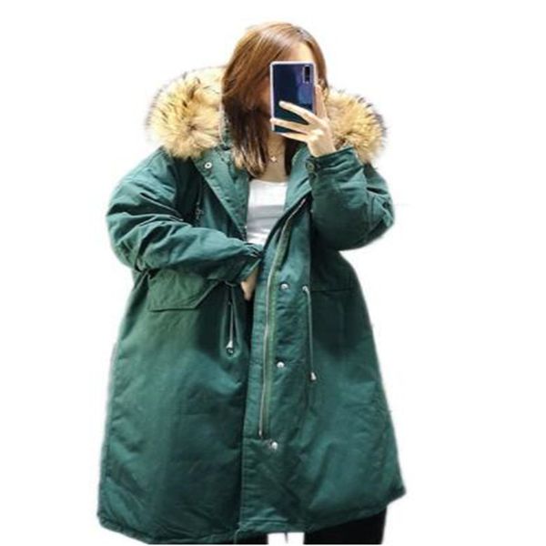 

long parka women 2018 new winter raccoon fur collar hooded duck down jacket winter women loose duck down coat jacket, Black